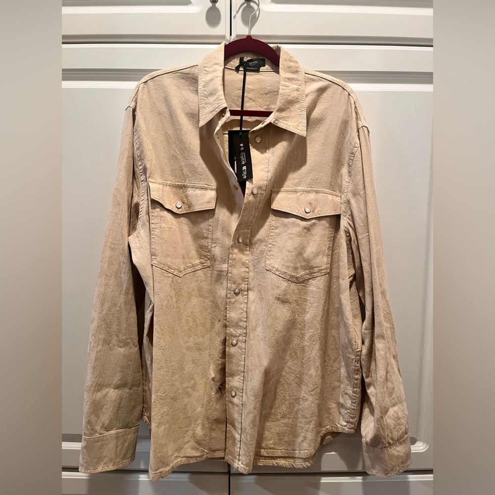 Men's Tan Versace Western Style shirt